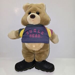 Vintage 1990's Bugle Boy Jeans | Bugle Bear Plush with Boots & Backpack | 13"